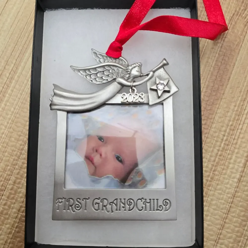 Liberty Pewter 2023 First Grandchild Mini Picture Frame Ornament NIB